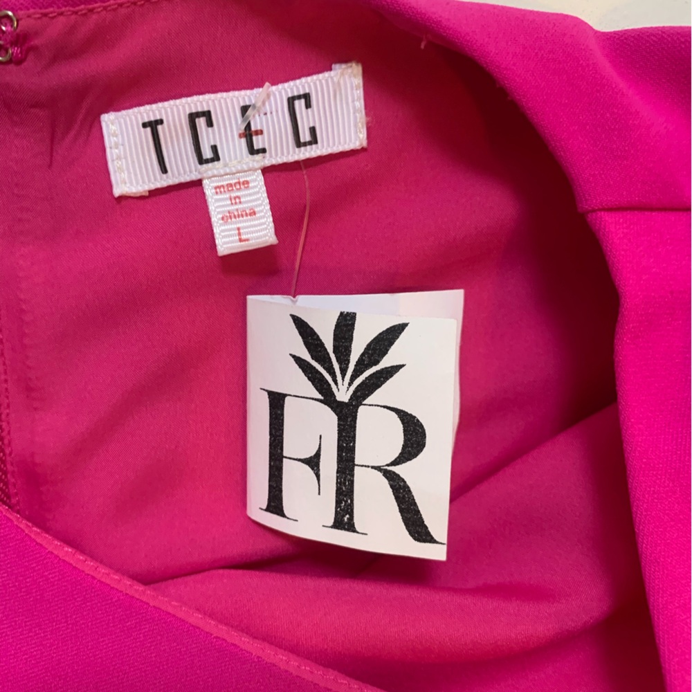 💖TCEC Magenta Hot Pink Mesh Ruffle Top Large NWT - Picture 6 of 10